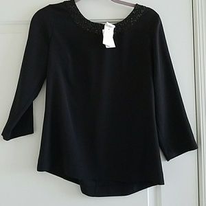 J.Crew Factory Black Detailed Top